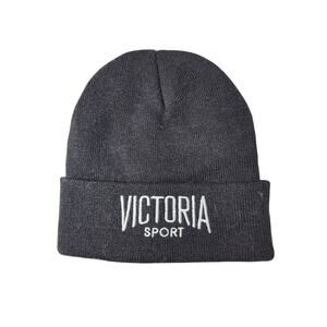 Victoria Secret Sport VSX Logo Knit Beanie Hat Women’s Knit Cap Black NWOT
